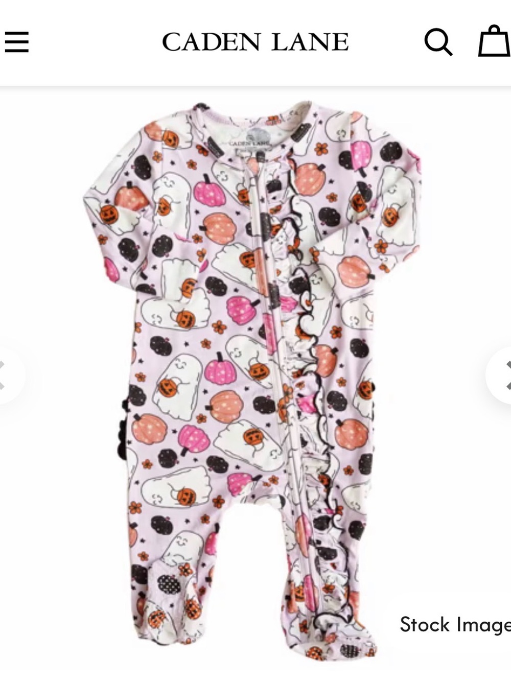 NEW Caden Lane Girly Ghouls Zipper Ruffle Footie 3-6m